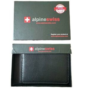 Alpine Swiss Black Leather Bi-Fold Wallet - NWT